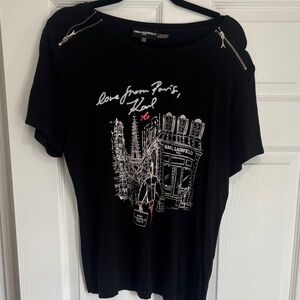 Karl Lagerfeld Black Paris Graphic Tee